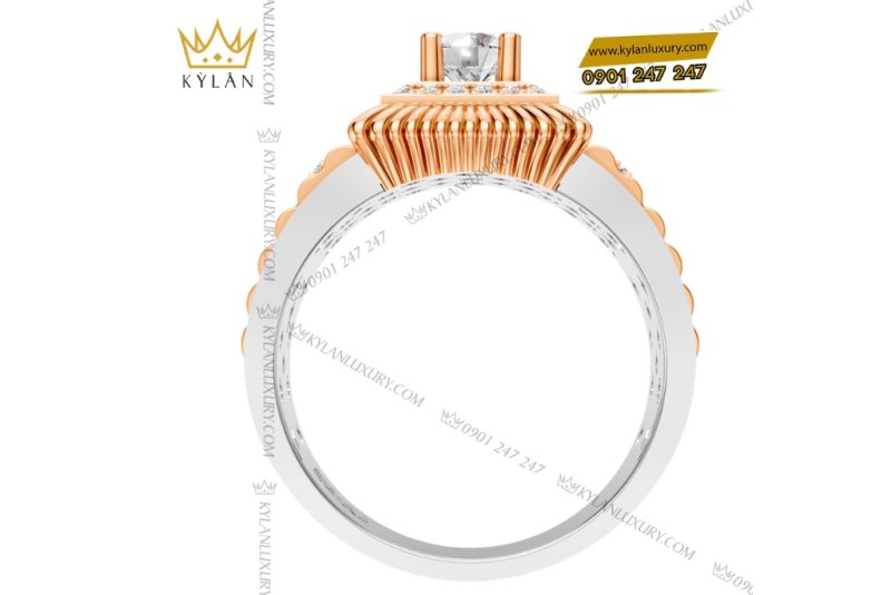 Nhẫn nam vàng hồng mix vàng trắng Au750 đính kim cương