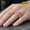 Nhẫn nam vàng hồng mix vàng trắng Au750 đính kim cương