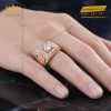 Nhẫn nam vàng hồng mix vàng trắng Au750 đính kim cương