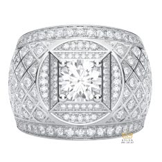 Nhẫn nam vàng trắng Au750 đính kim cương