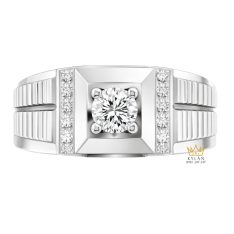 Nhẫn nam vàng trắng Au750 đính kim cương