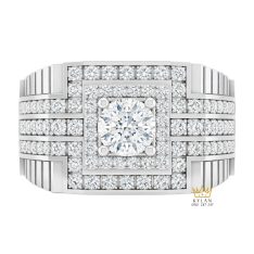 Nhẫn nam vàng trắng Au750 đính kim cương