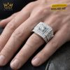 Nhẫn nam vàng trắng Au750 đính kim cương