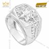 Nhẫn nam vàng trắng Au750 đính kim cương