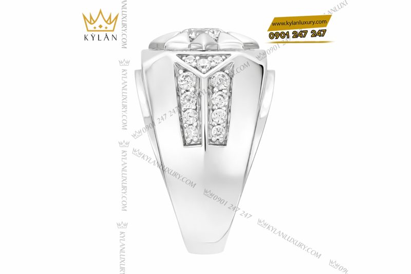 Nhẫn nam vàng trắng Au750 đính kim cương