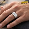 Nhẫn nam vàng trắng Au750 đính kim cương