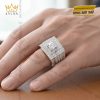 Nhẫn nam vàng trắng Au750 đính kim cương