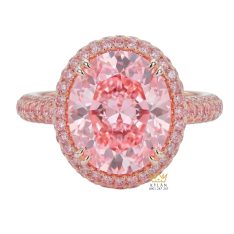 Nhẫn nữ vàng hồng Au750 đính đá quý hồng