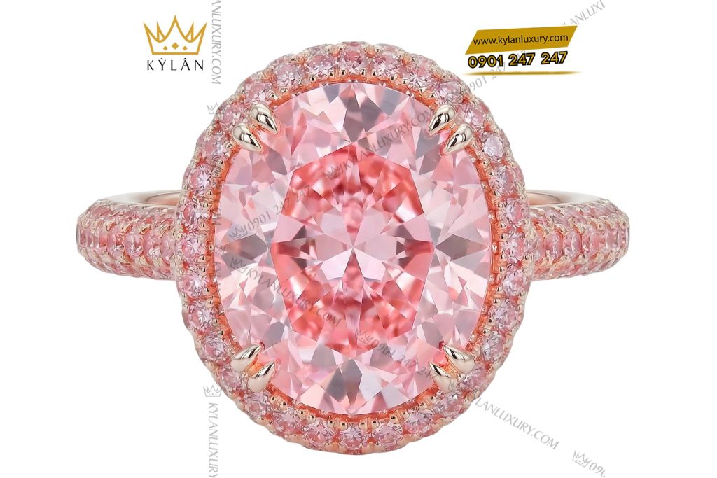 Nhẫn nữ vàng hồng Au750 đính đá quý hồng