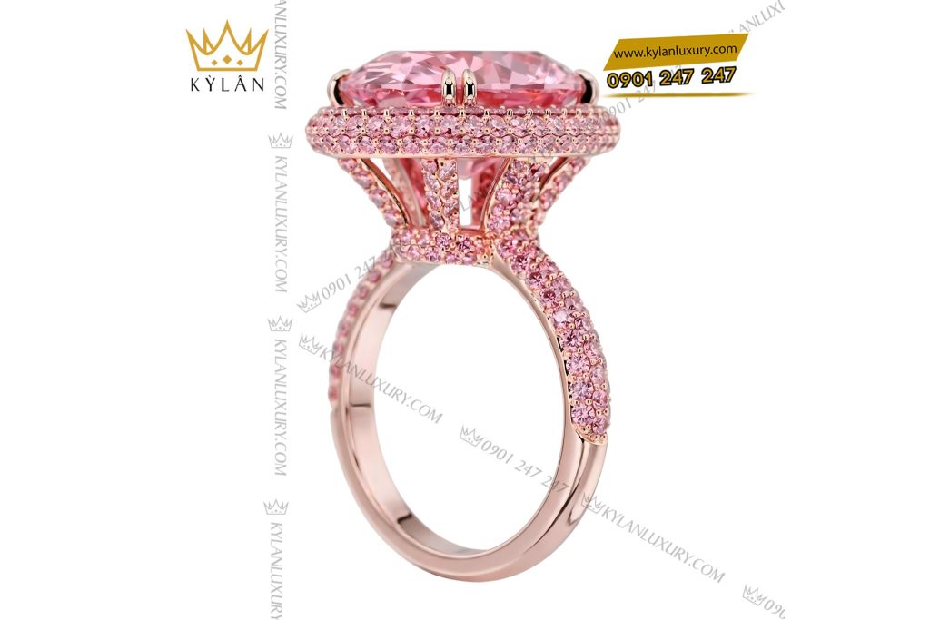 Kỳ Lân Luxury Nhan nu vang hong Au750 dinh da quy hong 4 Nhẫn nữ vàng hồng Au750 đính đá quý hồng