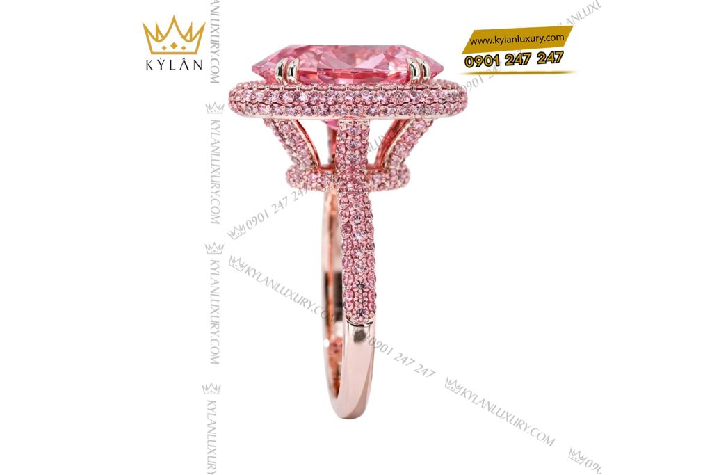 Nhẫn nữ vàng hồng Au750 đính đá quý hồng