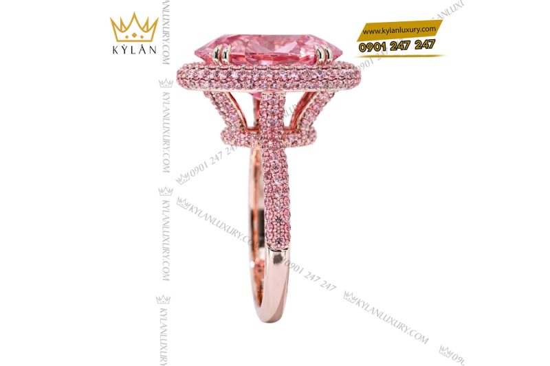 Nhẫn nữ vàng hồng Au750 đính đá quý hồng