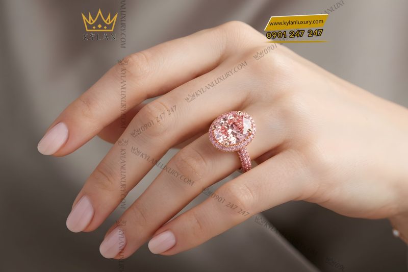 Nhẫn nữ vàng hồng Au750 đính đá quý hồng