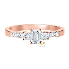 Nhẫn nữ vàng hồng Au750 đính kim cương