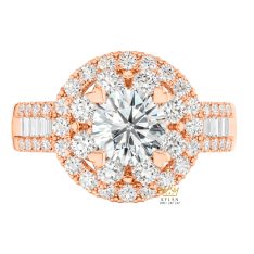 Nhẫn nữ vàng hồng Au750 đính kim cương