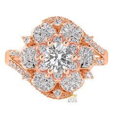 Nhẫn nữ vàng hồng Au750 đính kim cương