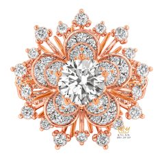 Nhẫn nữ vàng hồng Au750 đính kim cương