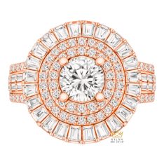 Nhẫn nữ vàng hồng Au750 đính kim cương