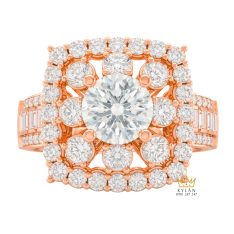 Nhẫn nữ vàng hồng Au750 đính kim cương