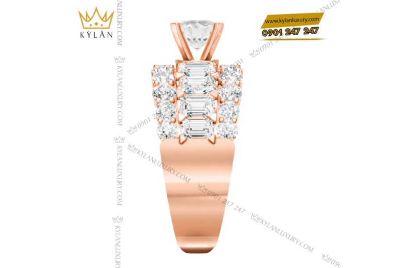 Nhẫn nữ vàng hồng Au750 đính kim cương