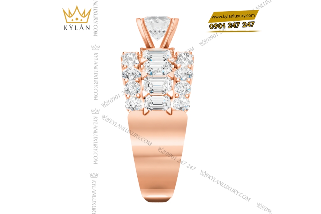 Nhẫn nữ vàng hồng Au750 đính kim cương