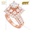 Nhẫn nữ vàng hồng Au750 đính kim cương