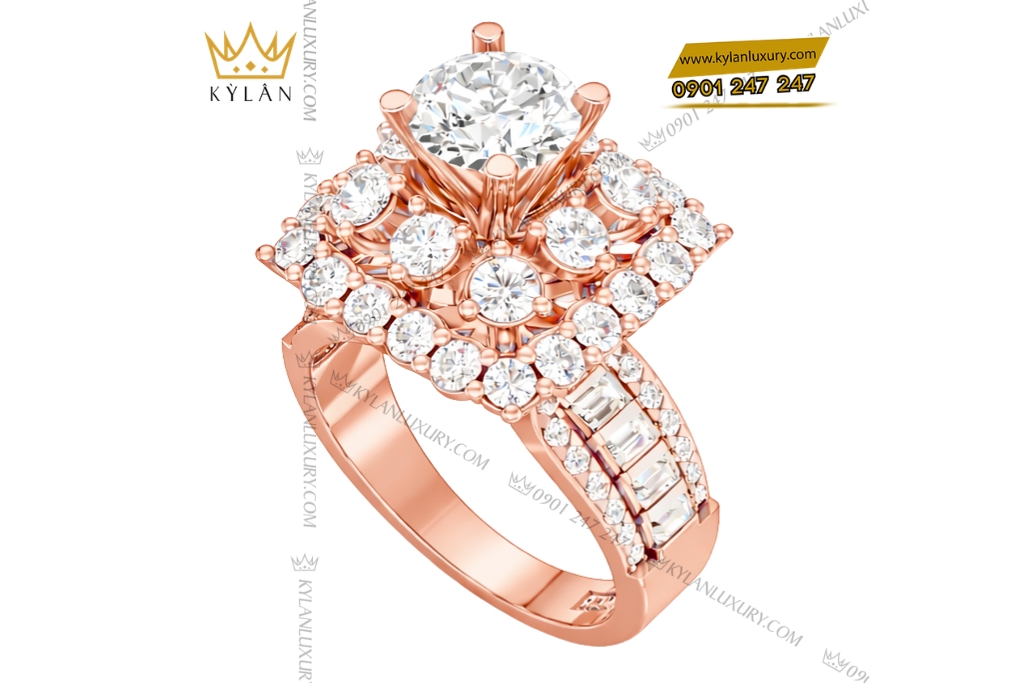 Kỳ Lân Luxury Nhan nu vang hong Au750 dinh kim cuong 15 2 Nhẫn nữ vàng hồng Au750 đính kim cương