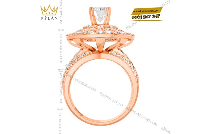 Nhẫn nữ vàng hồng Au750 đính kim cương
