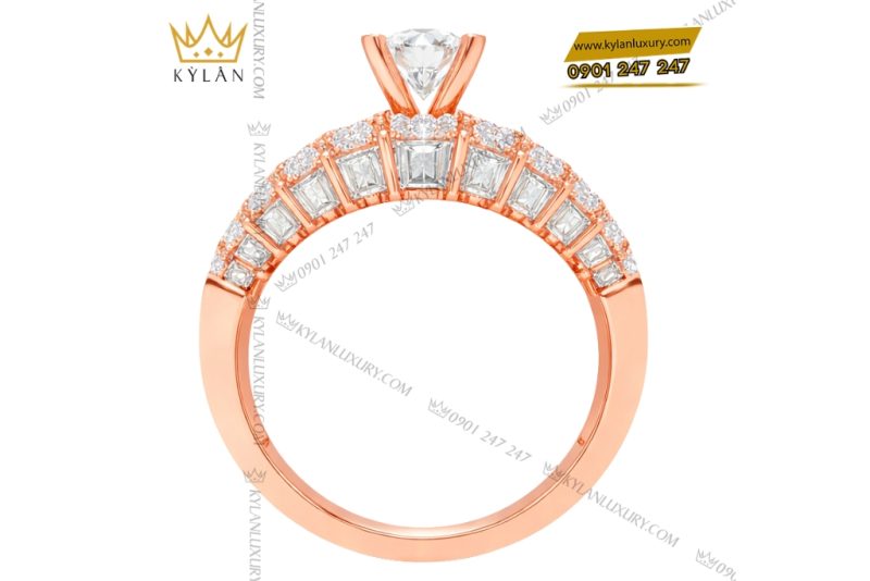 Nhẫn nữ vàng hồng Au750 đính kim cương