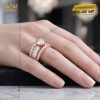 Nhẫn nữ vàng hồng Au750 đính kim cương
