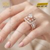 Nhẫn nữ vàng hồng Au750 đính kim cương