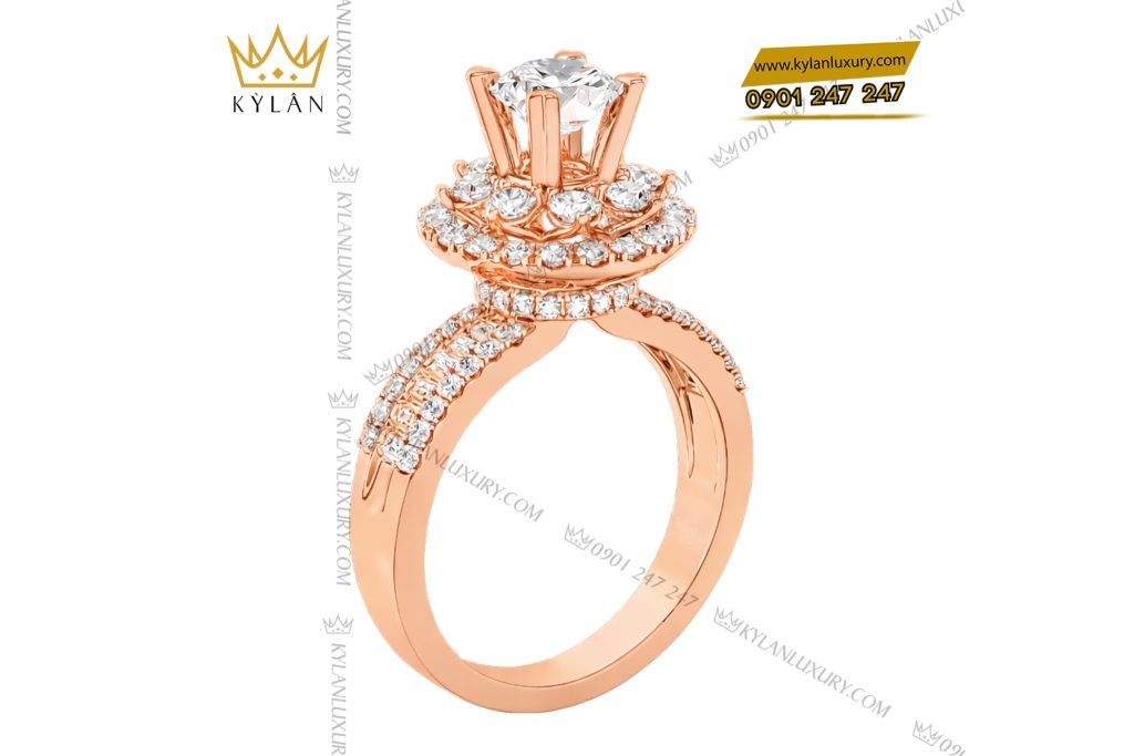 Kỳ Lân Luxury Nhan nu vang hong Au750 dinh kim cuong 3 2 Nhẫn nữ vàng hồng Au750 đính kim cương