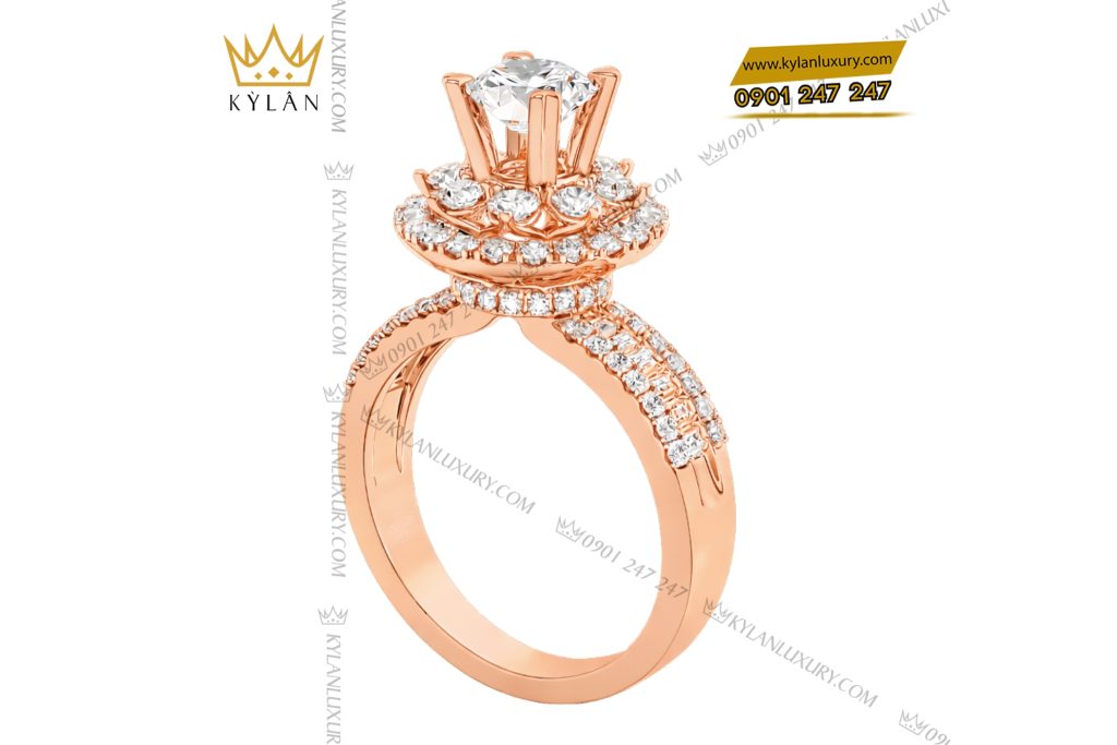 Kỳ Lân Luxury Nhan nu vang hong Au750 dinh kim cuong 4 2 Nhẫn nữ vàng hồng Au750 đính kim cương