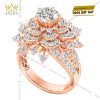 Nhẫn nữ vàng hồng Au750 đính kim cương