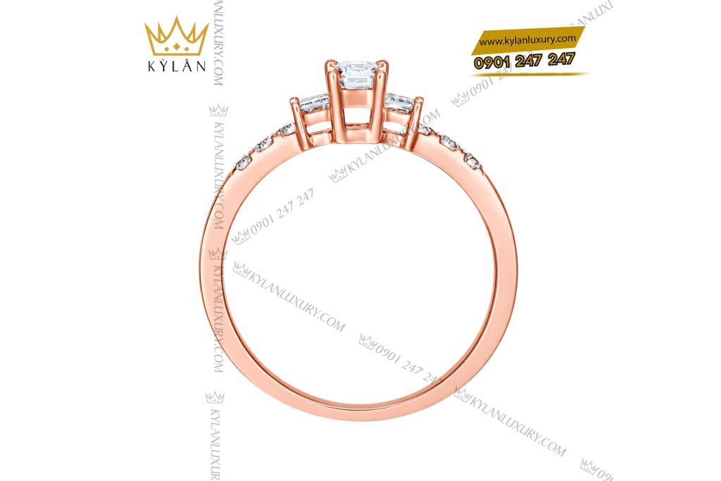 Nhẫn nữ vàng hồng Au750 đính kim cương