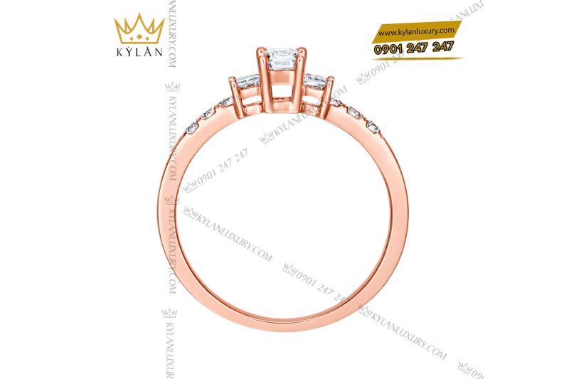 Nhẫn nữ vàng hồng Au750 đính kim cương
