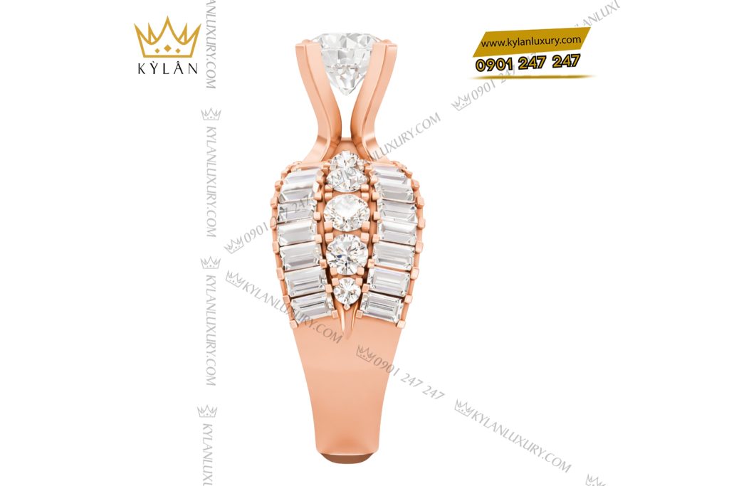 Nhẫn nữ vàng hồng Au750 đính kim cương