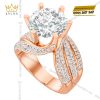 Nhẫn nữ vàng hồng Au750 đính kim cương