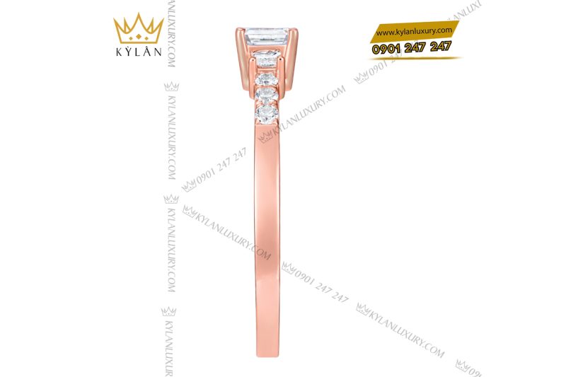 Nhẫn nữ vàng hồng Au750 đính kim cương