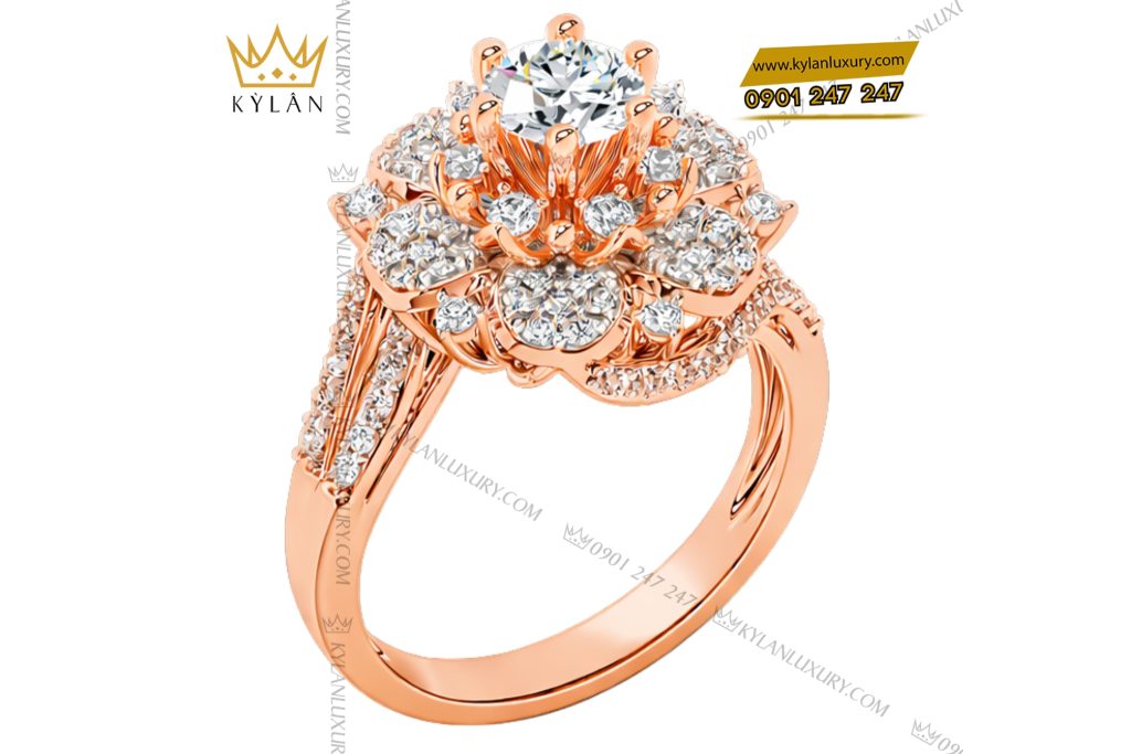 Kỳ Lân Luxury Nhan nu vang hong Au750 dinh kim cuong 6 3 Nhẫn nữ vàng hồng Au750 đính kim cương