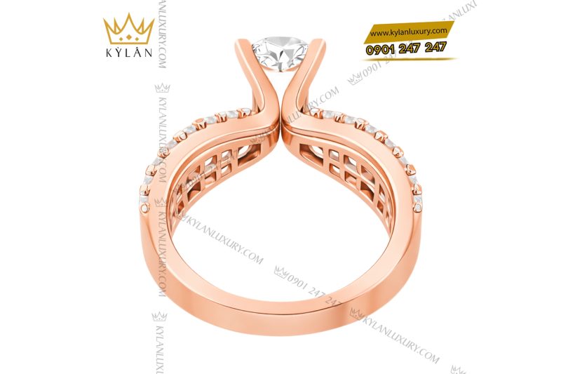 Nhẫn nữ vàng hồng Au750 đính kim cương