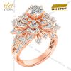 Nhẫn nữ vàng hồng Au750 đính kim cương