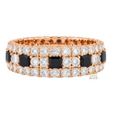 Nhẫn nữ vàng hồng Au750 đính kim cương và sapphire đen