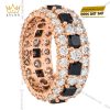 Nhẫn nữ vàng hồng Au750 đính kim cương và sapphire đen