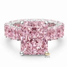 Nhẫn nữ vàng trắng Au750 đính đá sapphire hồng