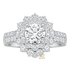 Nhẫn nữ vàng trắng Au750 đính kim cương