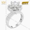 Nhẫn nữ vàng trắng Au750 đính kim cương
