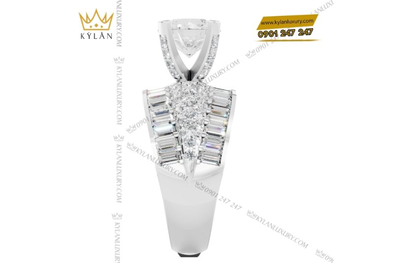 Nhẫn nữ vàng trắng Au750 đính kim cương