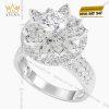 Nhẫn nữ vàng trắng Au750 đính kim cương