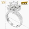 Nhẫn nữ vàng trắng Au750 đính kim cương